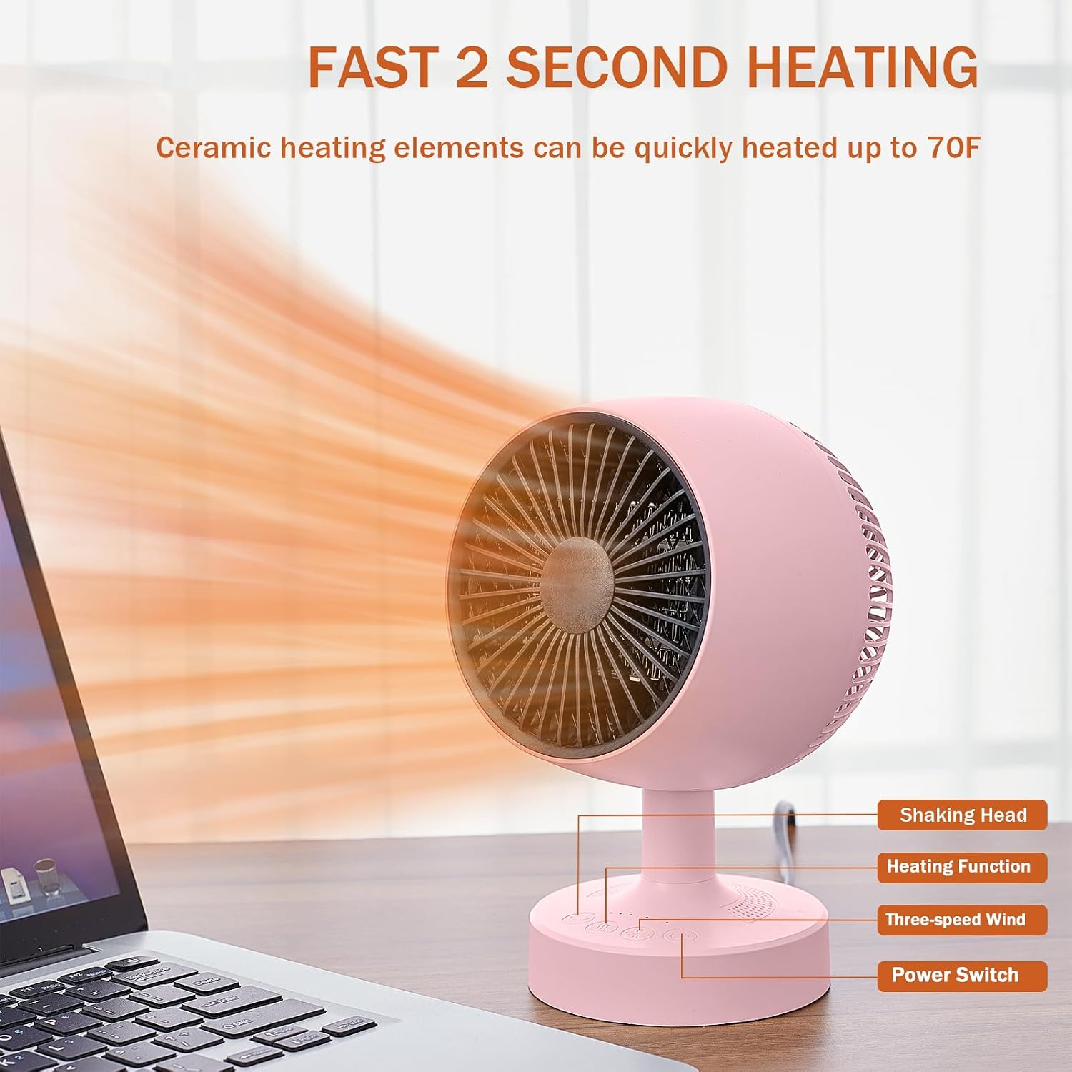 Space Heater,Small Space Heater,1200W Desk Heater for Office,160° Lateral Auto Oscillating,3 Gears Adjustable,PTC