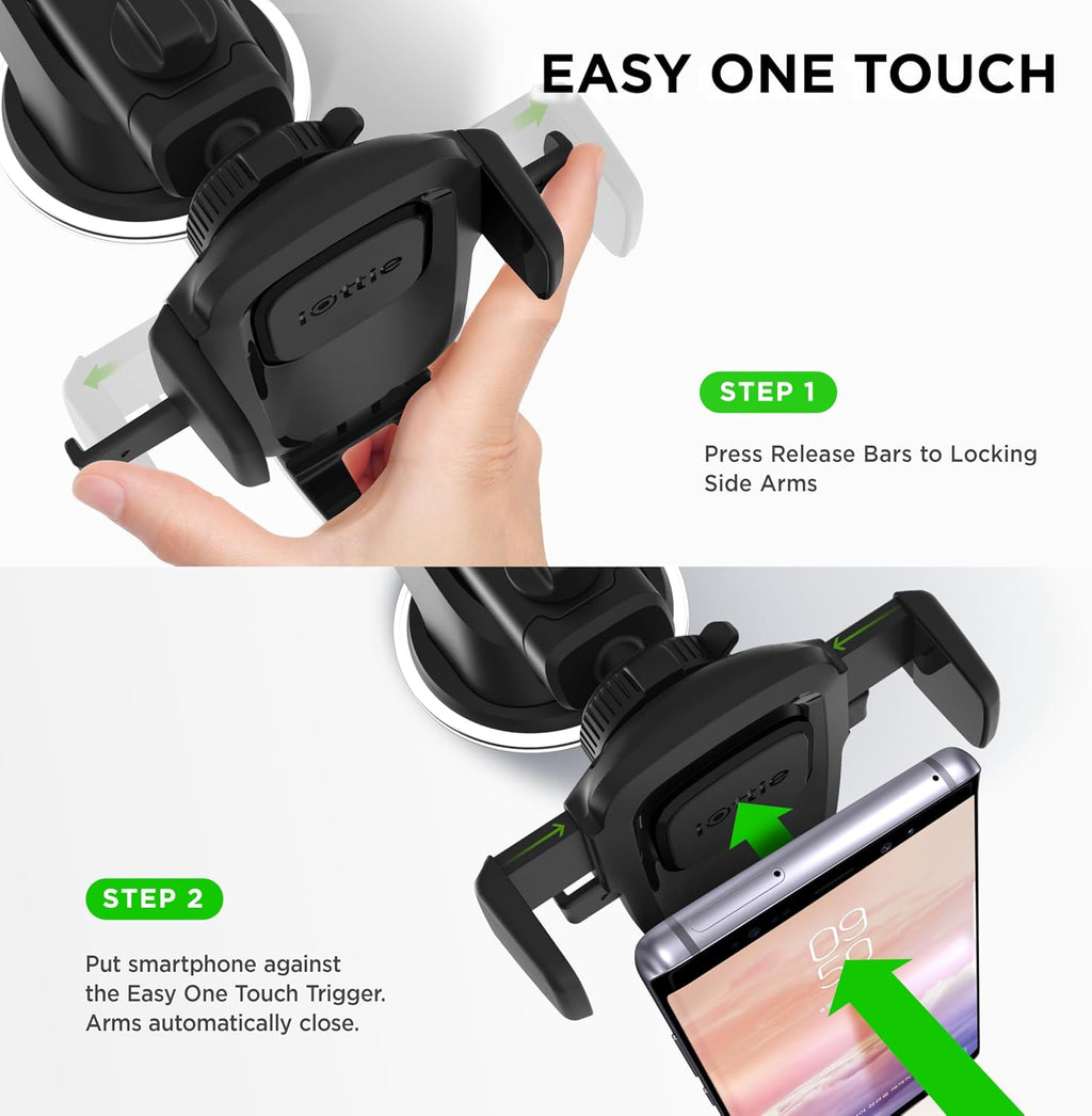 Easy One Touch Classic Dash & Windshield Universal Car Mount Phone Holder Desk Stand for iPhone, Samsung, LG, Moto