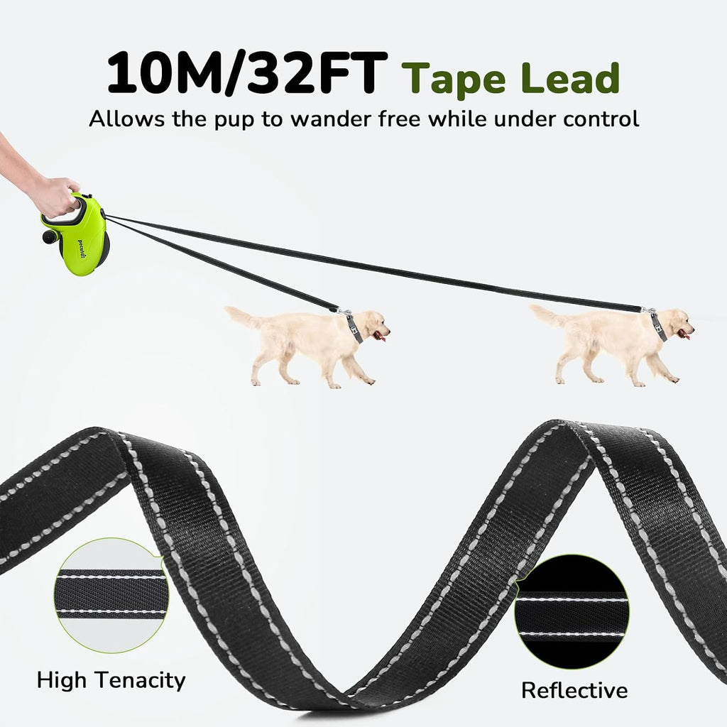 32ft Retractable Dog Leash with Reflective Strips, 360° Tangle-Free, One-Button Control & Sturdiness Nylon Material