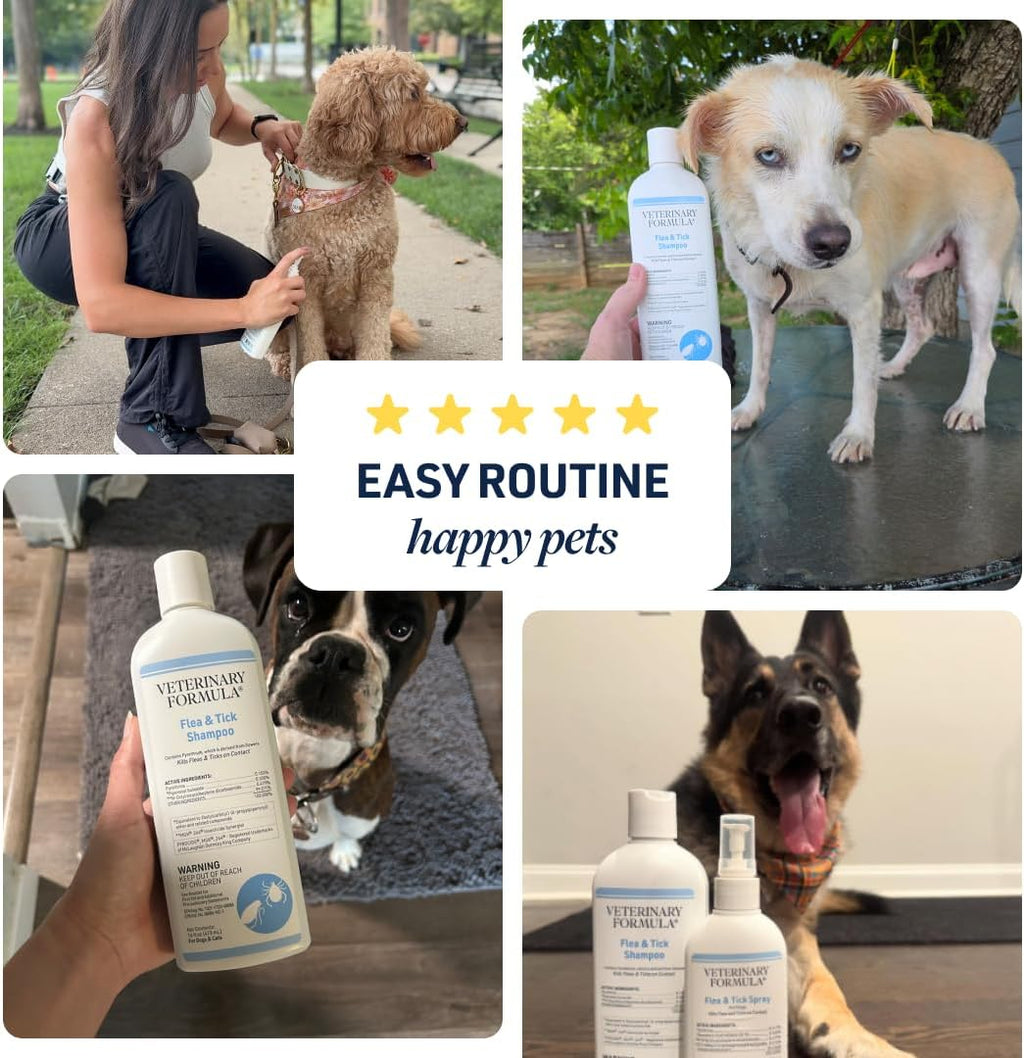 Flea & Tick Bundle, 16 oz Shampoo + 8 oz Spray for Dogs