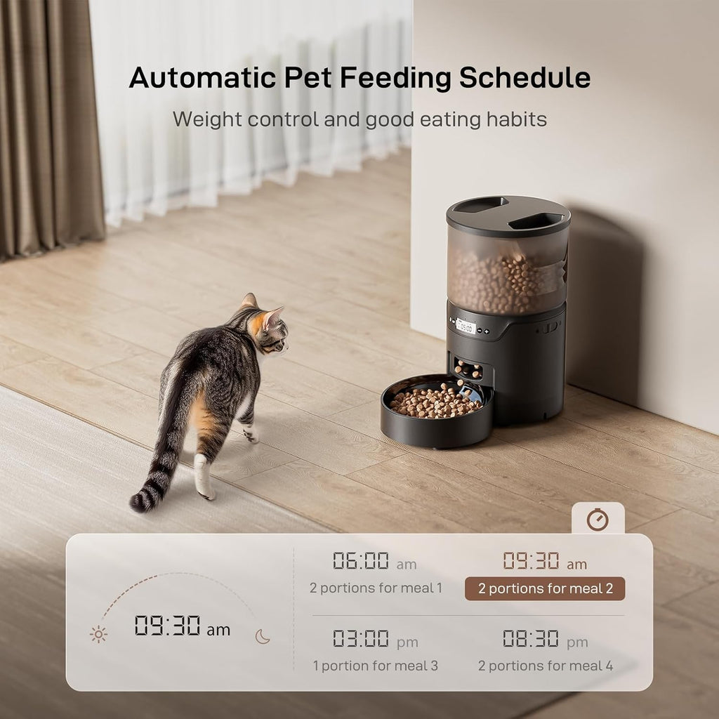 PET Automatic Cat Feeder: 3L Auto Food Dispenser with Timed Feeding| 6 Meal Programmable& 1-20 Portion Precise