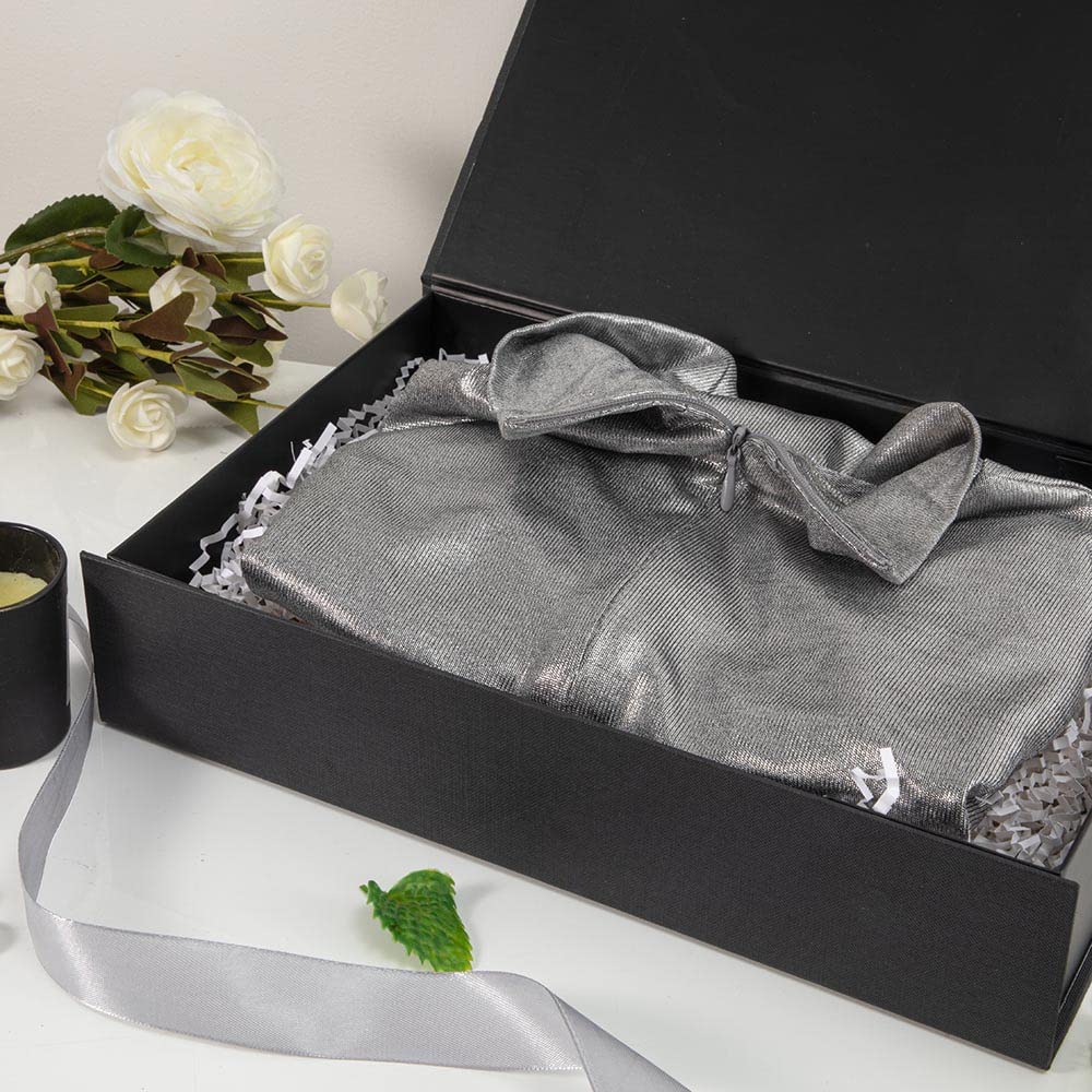 5-Pack Black Gift Boxes with Lids 12x8x2.5 Inches, Foldable