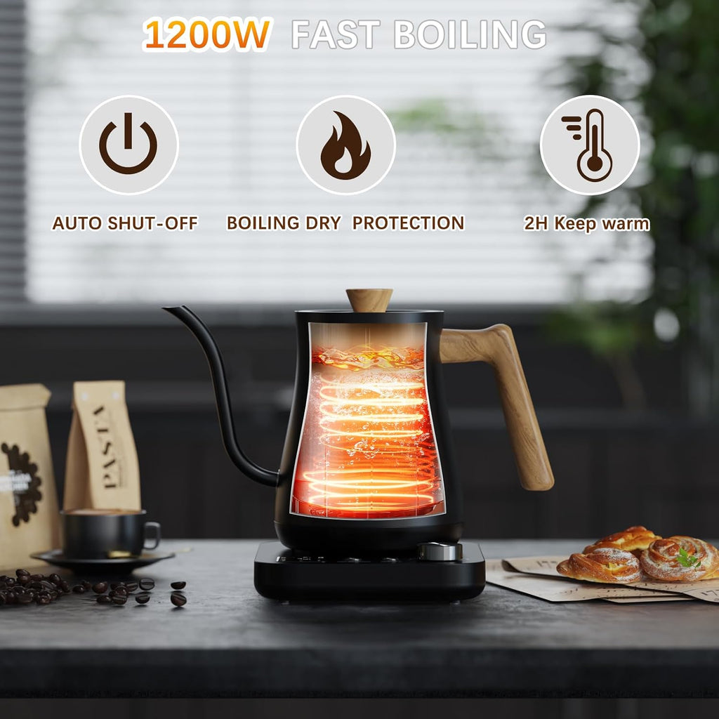 Gooseneck Electric Kettle, Electric tea Kettles, ±1℉ Temperature Control for Pour-Over Coffee & Tea Brewing