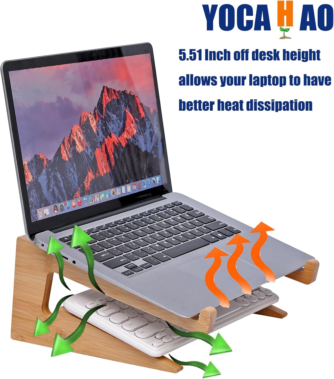 Wooden Laptop Stand Vertical Laptop for 13-18.6in Bamboo Stand for Desk,Laptop Stand Compatible with MacBook Air