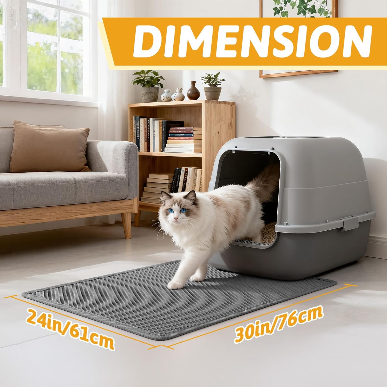 Cat Litter Mat Double Layer Waterproof Urine Proof Trapping Mat 1 Pack (Gray, 30x24 Inch (Pack of 1))