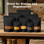 100 Pcs Resealable Bags, Matte Window, Paper, Black,7.1 x 10.2 in