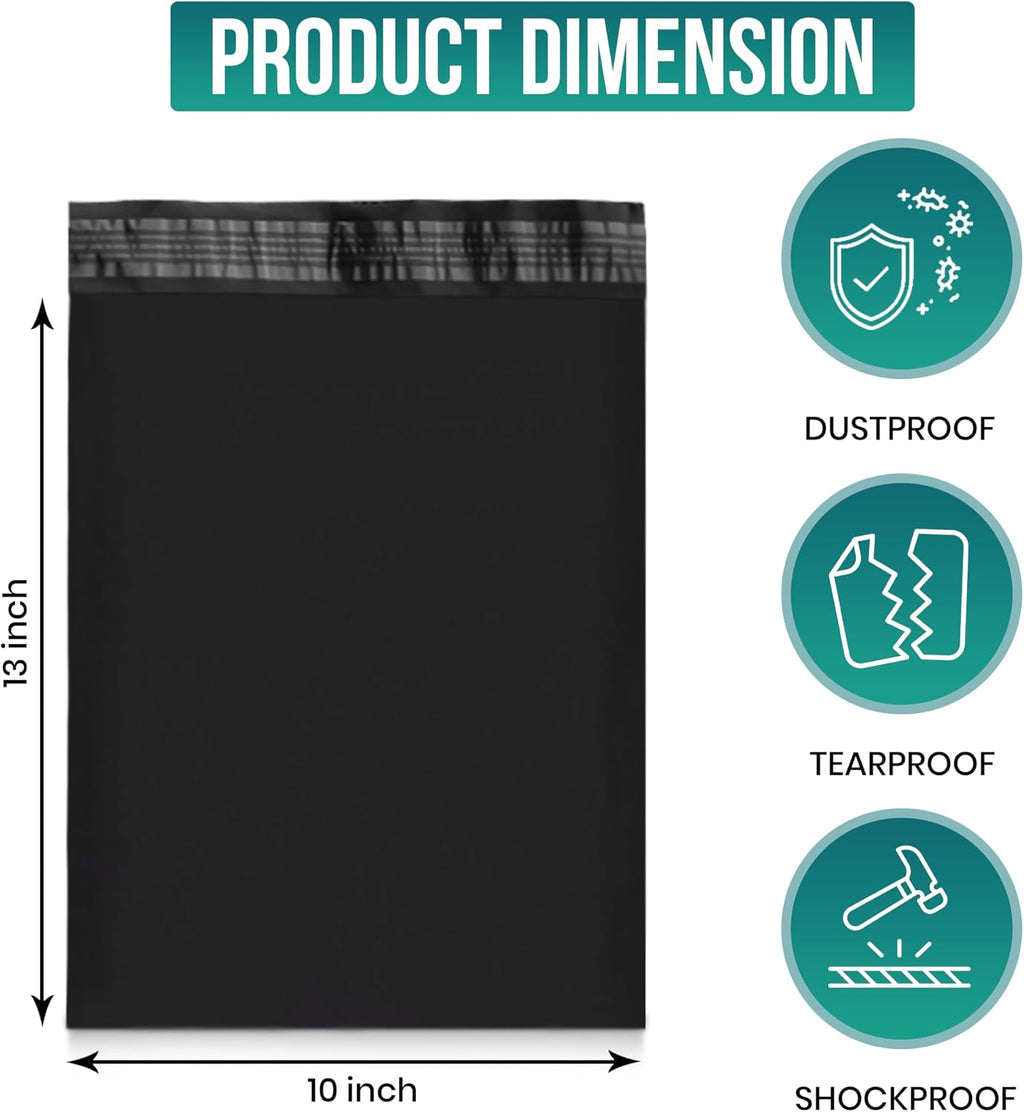#4 10x13 [2000 Pack] Black Poly Mailers Shipping Bags, Strong Mailing Envelopes, Multipurpose Mailers, Waterproof &