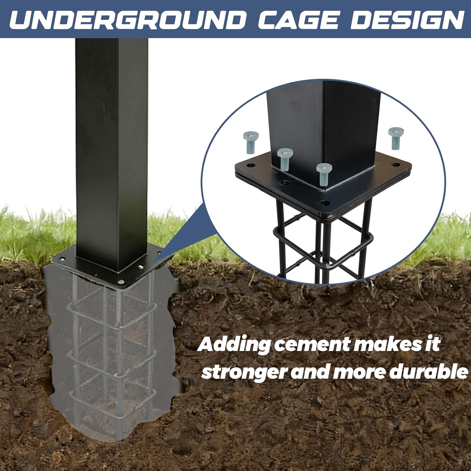 Outside Metal Mailbox Post, 34 inch In-Ground Heavy Duty Mailbox Pillar, Universal mounting Panel fits Most