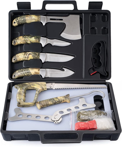 14 Piece Hunting Knife Set, Field Dressing Game Processing Kit for Men | Complete Butcher Gear Kit, Hunting Accessory