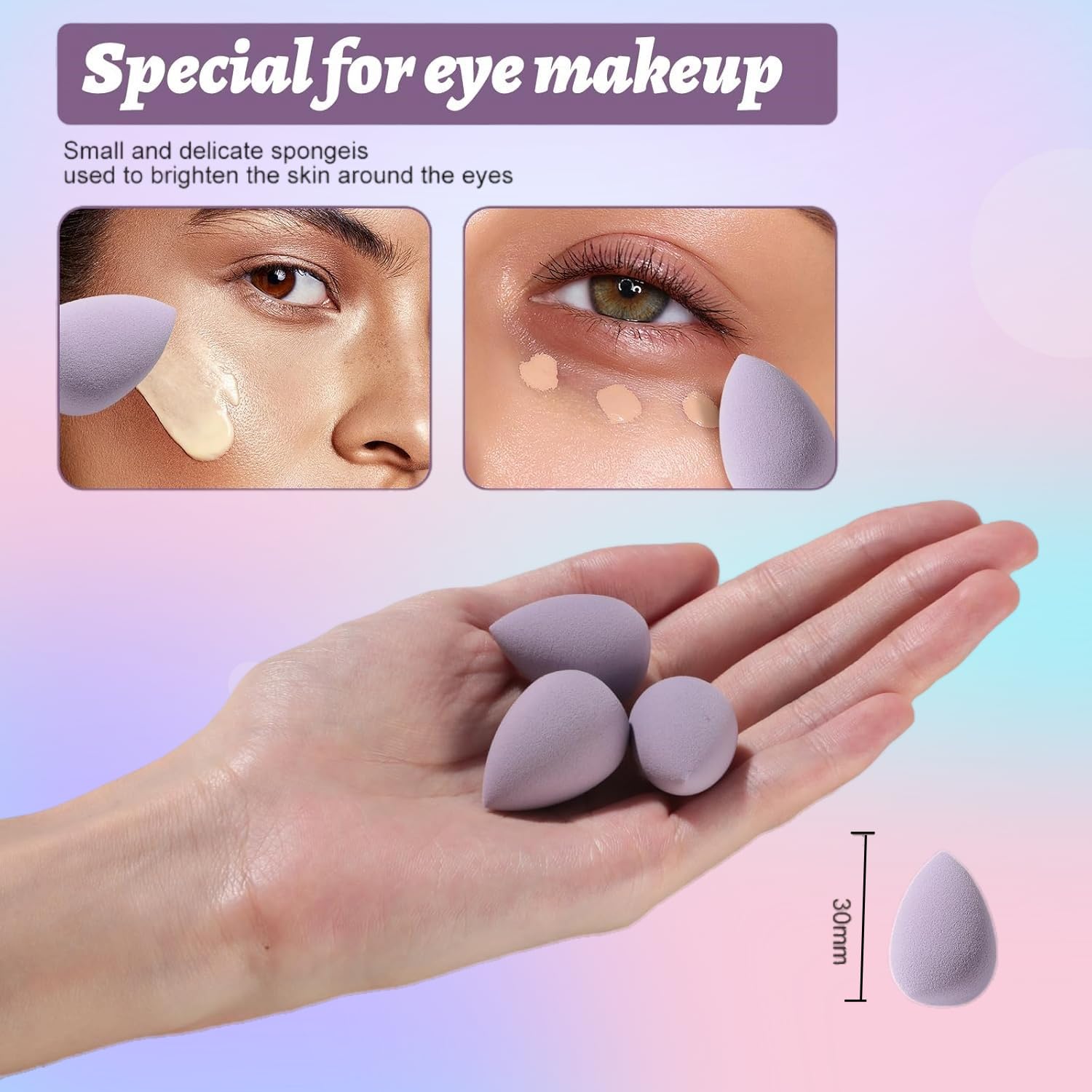 Makeup Sponge Set BS-MALL Triangle Puff 14PCS Non-Latex Beauty Blender Sponges with Travel Case, Soft Makeup Puff for