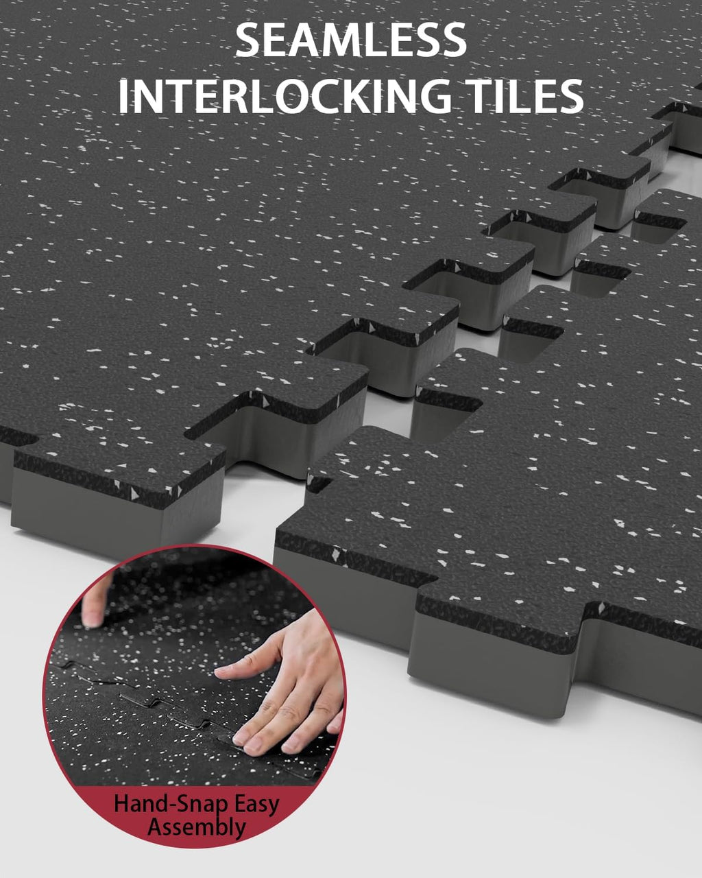 0.56'' Thick 12 Pcs 48 Sq Ft Gym Flooring Mats, High-Density EVA Foam with Rubber Top, Interlocking Exercise