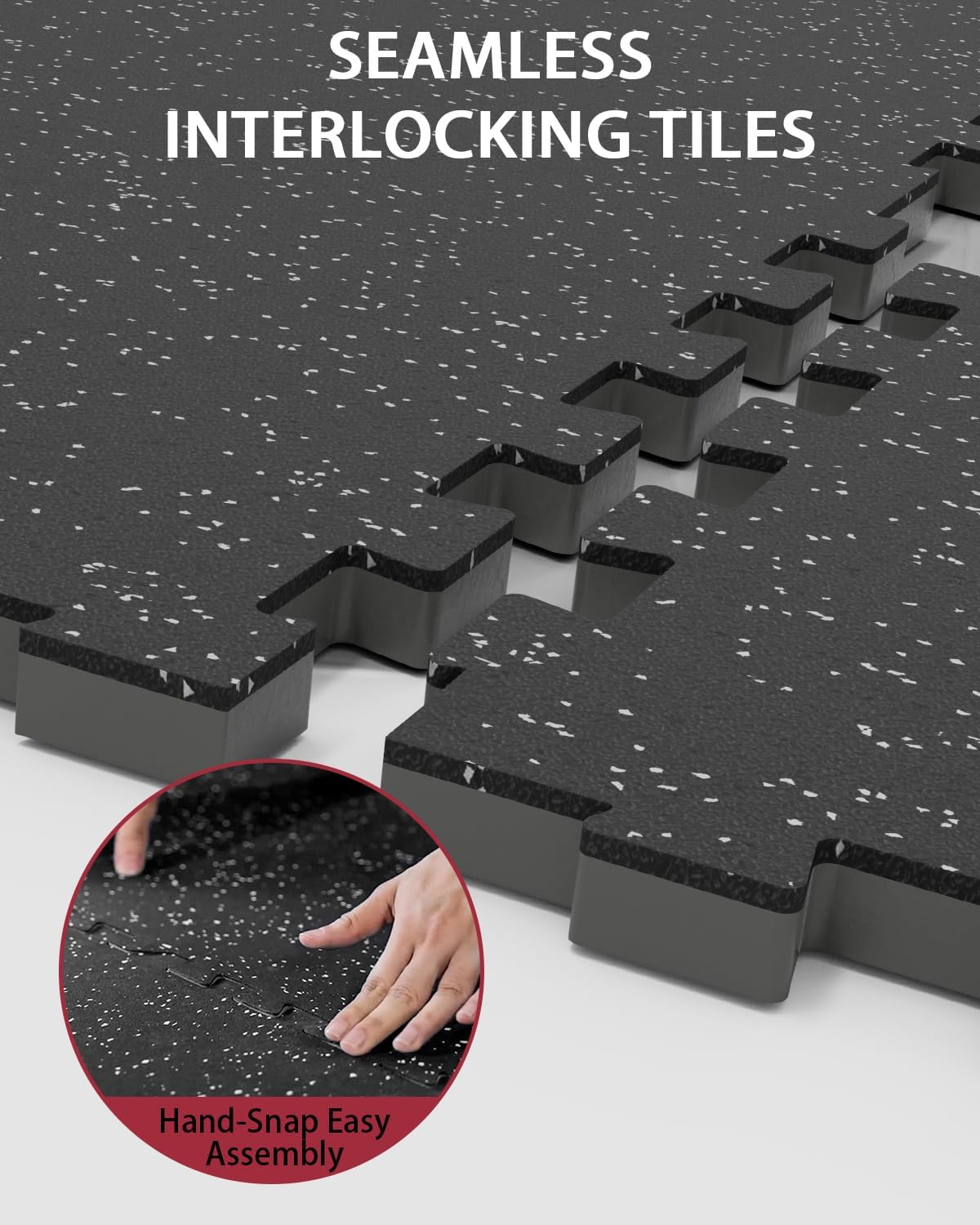 0.56'' Thick 12 Pcs 48 Sq Ft Gym Flooring Mats, High-Density EVA Foam with Rubber Top, Interlocking Exercise