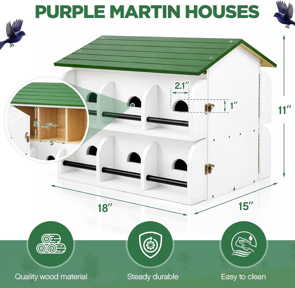 12 Room Purple Martin House with Pole，15 Ft Martin House Pole Kit