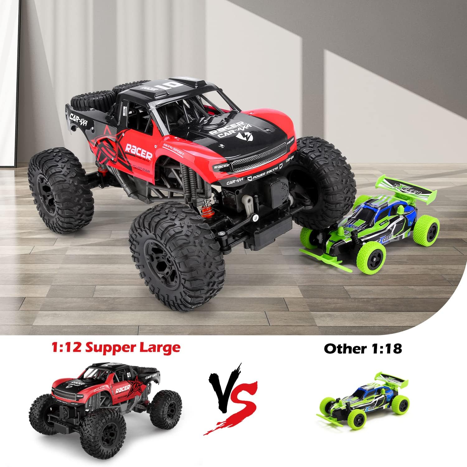 RC Trucks 4x4 Offroad Waterproof - 1:12 Scale Large Amphibious Remote Control Car, Dual Motors Crawler Vehicle