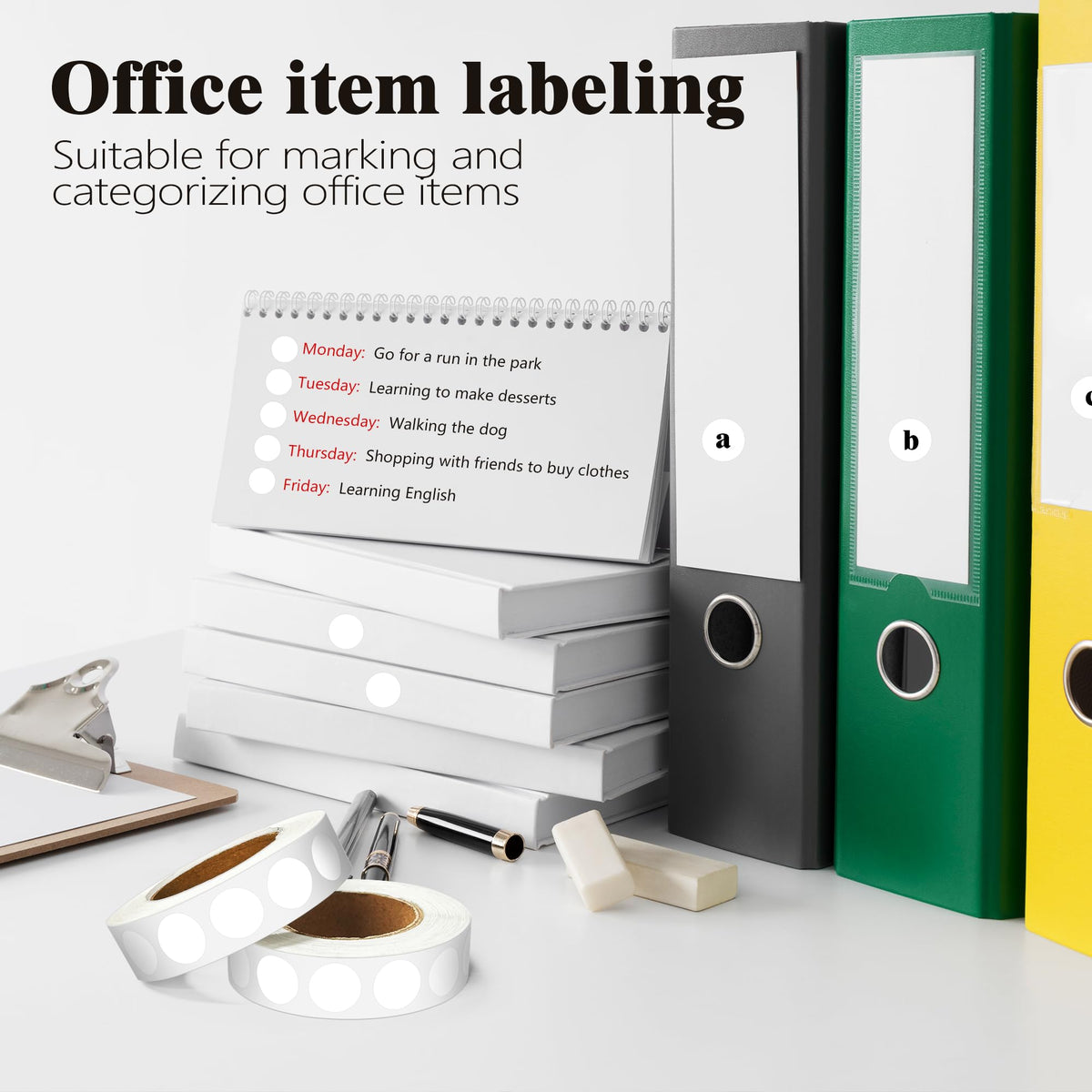4 Rolls 4000 Dot Stickers 1/2 Inch Round Color Coding Label(White)