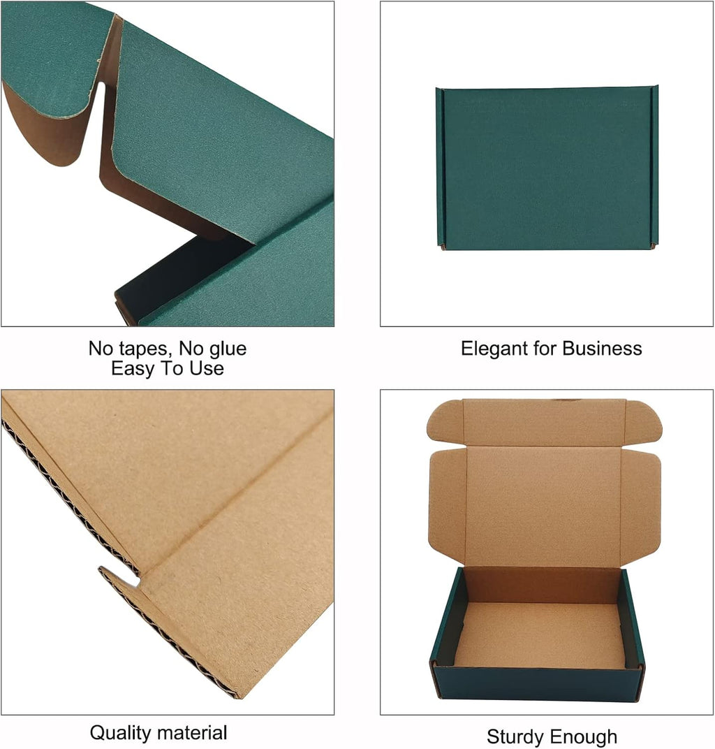 Green Recyclable Cardboard Small Gift Mailer Boxes for Shipping Packaging Craft Gifts Giving Products (25 Pack, 9 x 6