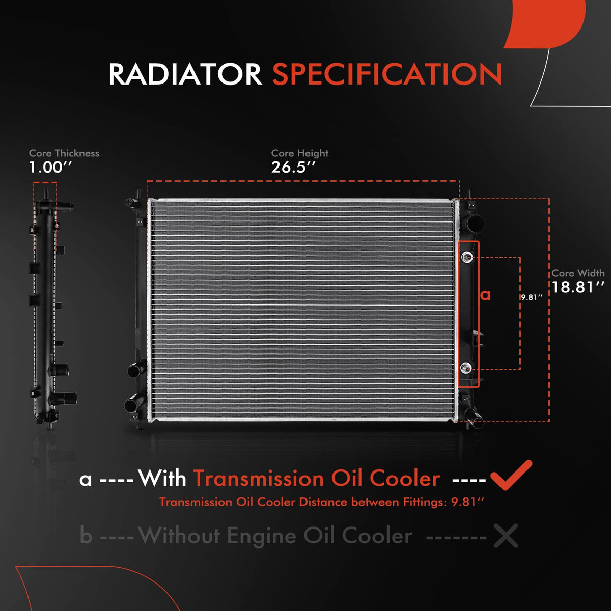 A-Premium Engine Coolant Radiator Compatible with Subaru Model