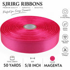 5/8 Inch Magenta Satin Ribbon 50 Yards Single Face Polyester