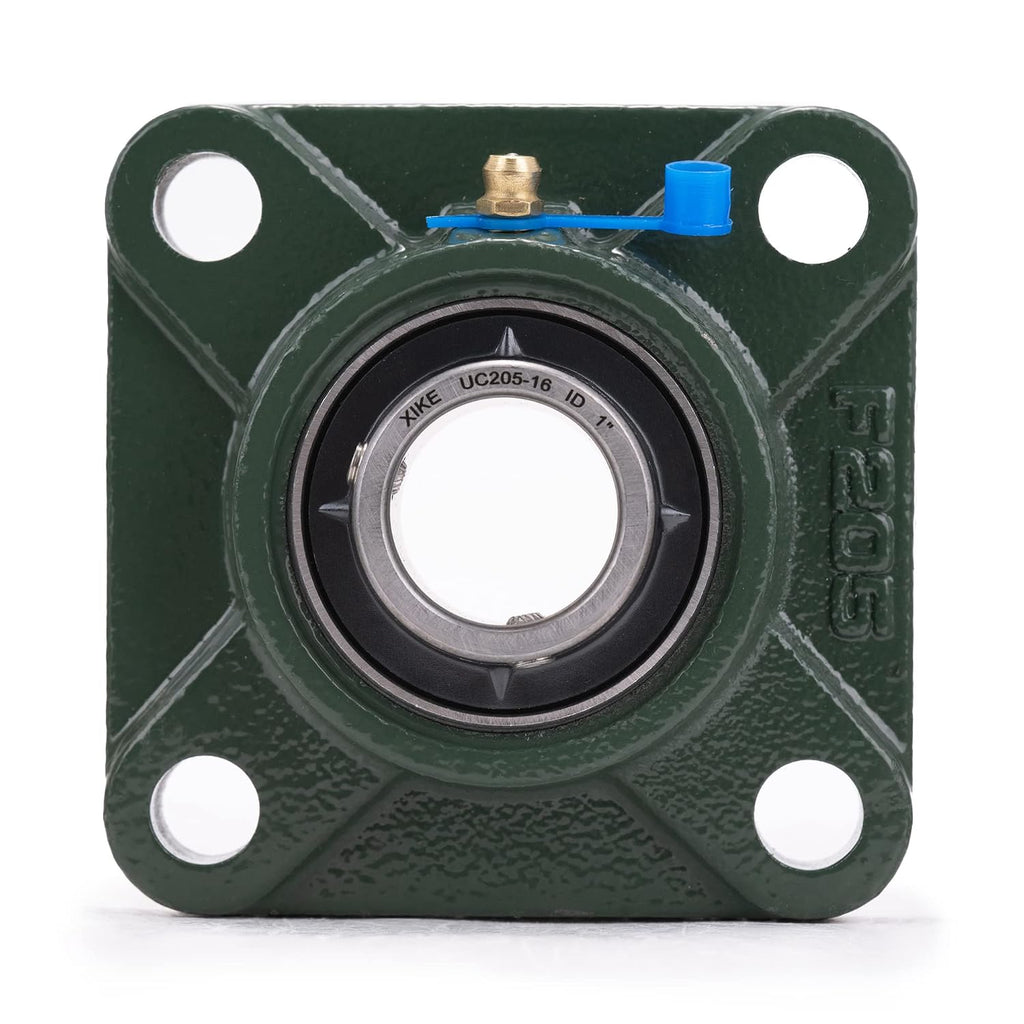 XIKE 2 Pcs UCF205-16 Bore 1" Pillow Block Square Flange Mounted Ball Bearings.
