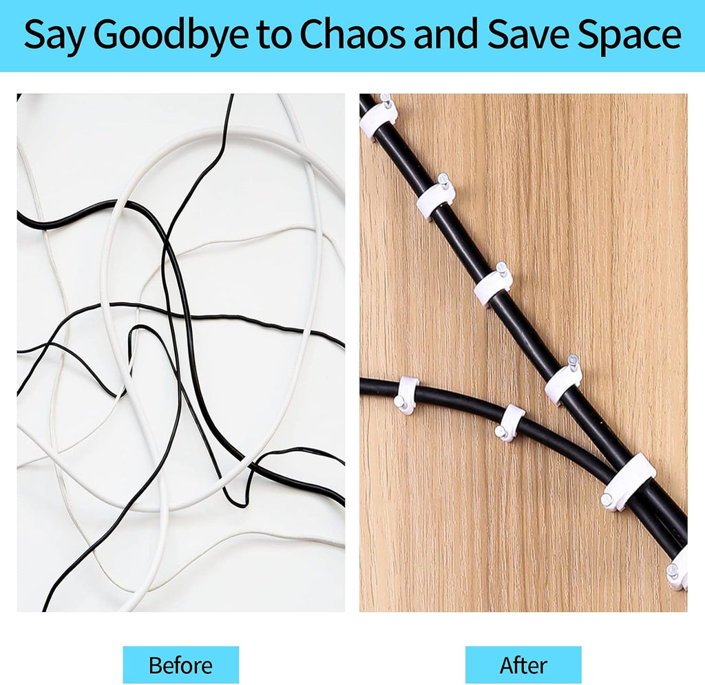 Cable Clips, 400 Pcs, 4mm 6mm 8mm 10mm, Wire Wall Clips with Steel Nails, Ethernet Cable Clips, Cable Tacks Coax