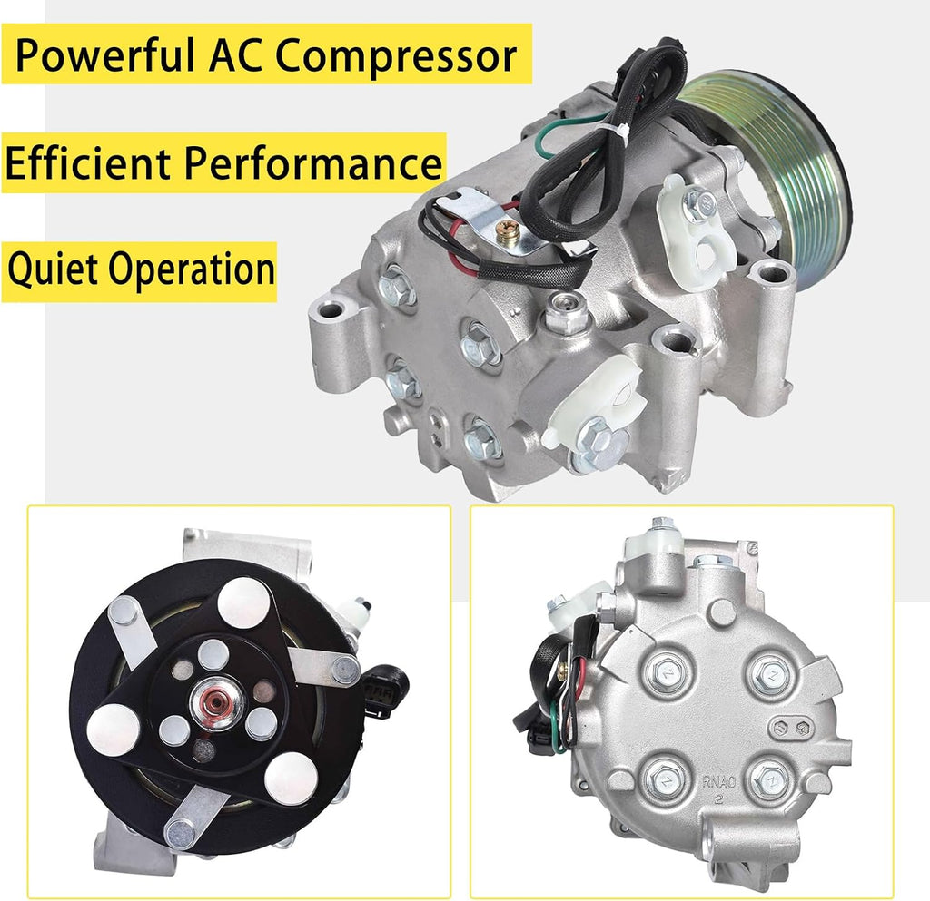 AC Compressor w/Clutch Compatible for Honda Civic 1.8L 2006 2007 2008 2009 2010 2011 1.8L Air Conditioner Compressor 38800-RNB-A02 38810RNAA01