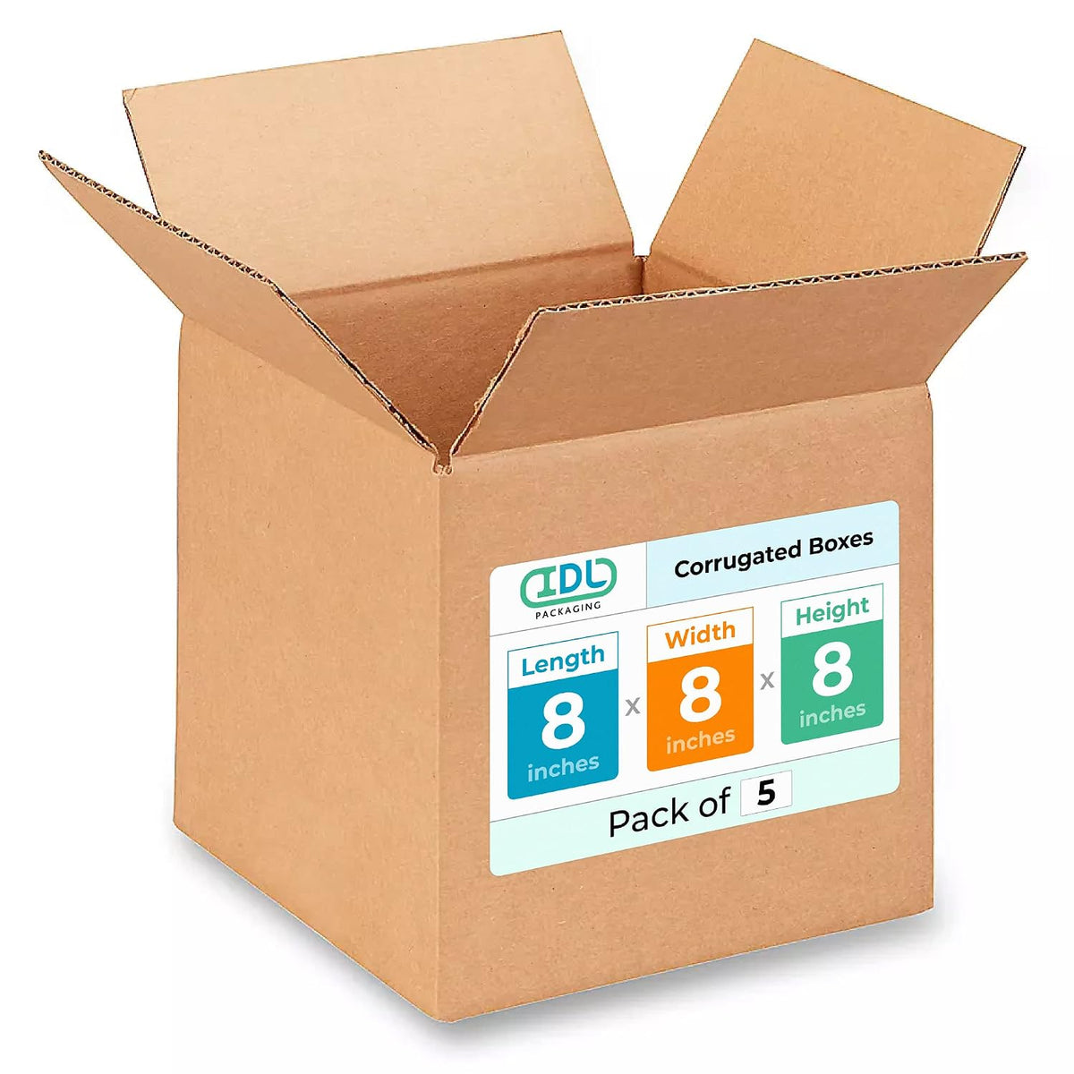 Cube Corrugated Shipping Boxes 8"L x 8"W x 8"H (Pack of 5) - Excellent Choice of Strong Packing Boxes for USPS, UPS