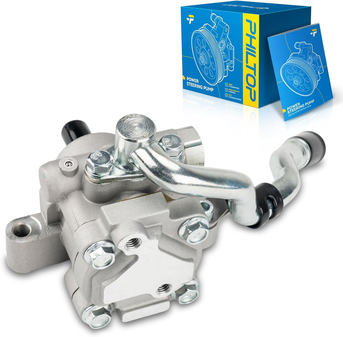 PHILTOP 215370 Power Steering Pump Fit for 2004-2007 Escape 3.0L, 2005-2007 Mariner 3.0L, 2005-2006 Tribute 3.0L, Replace OE 215370, 5L8Z3A696BA, 6041PX, 6L8Z3A696BA, EF9532650A, EF9532650B