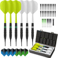 Soft Tip Darts Set 6 Pack – Professional Darts Plastic Tip with Integrated Dart Flights, Extra Dart Stems & Flights