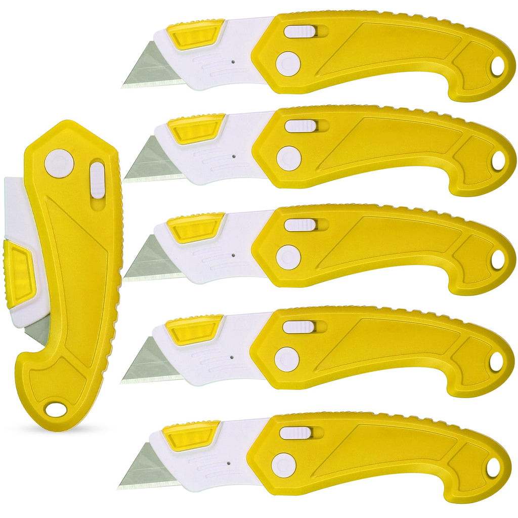 Lightweight Strong ABS Plastic Folding Utility Box Cutter (Bright Yellow, 6)