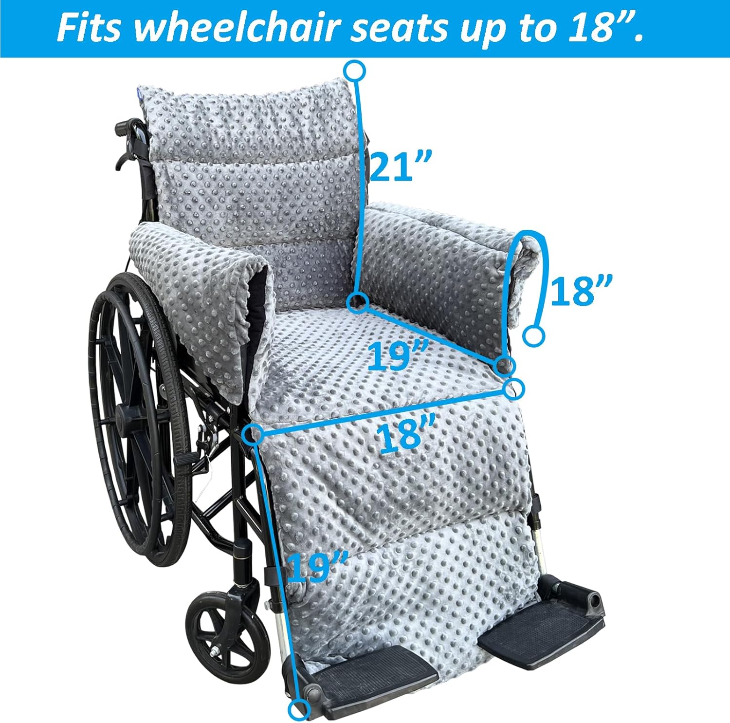 Wheelchair Seat Cushion - Thick Chair Pads with Full Armrest Covers - Back Pressure & Pain Relief, Non-Slip Tailbone