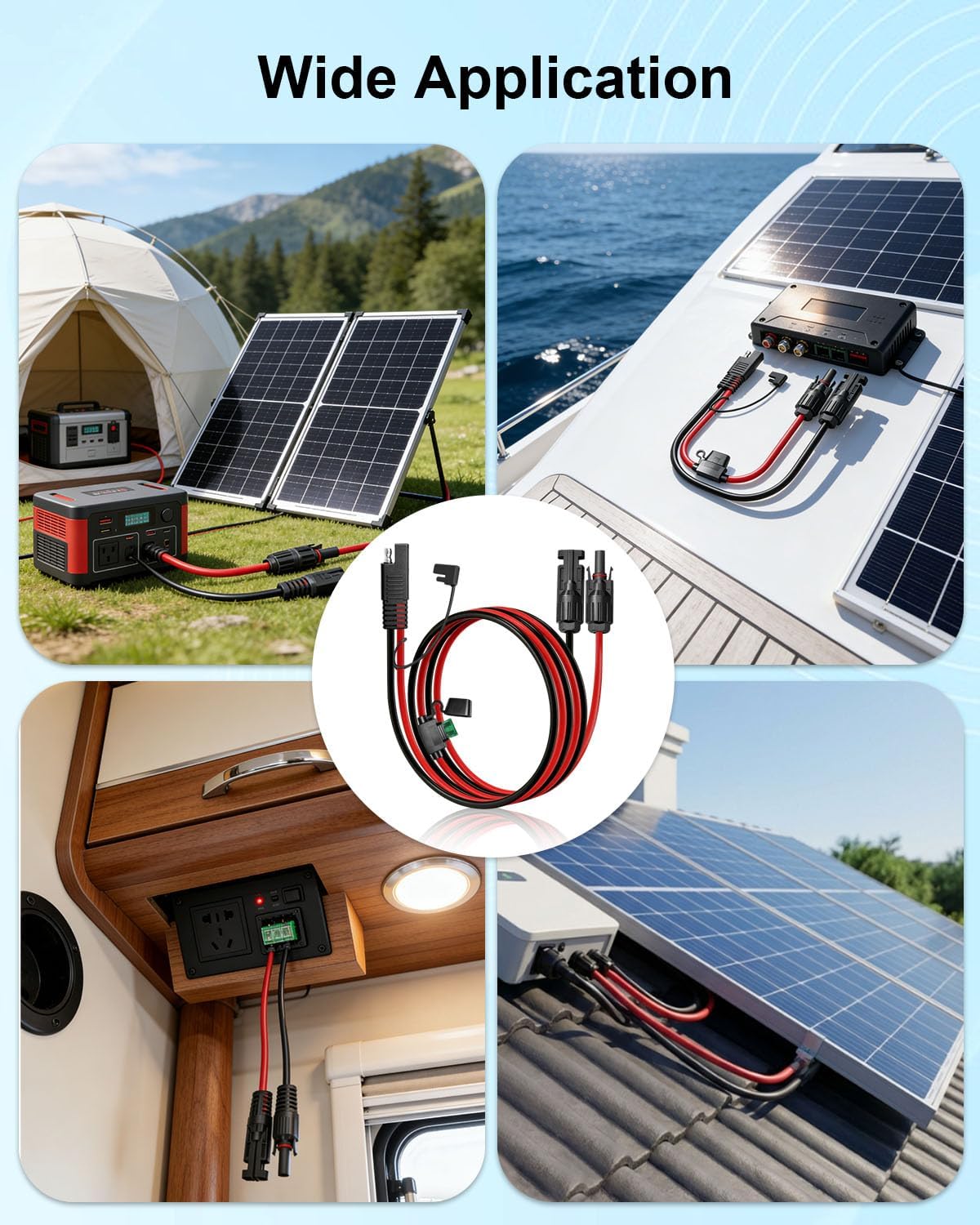 Solar Panel to SAE Adapter Cable, 10FT 10AWG MC4 to SAE Adapter | Solar Extension Cable with Fuse/SAE Polarity