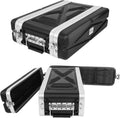 2U ABS Rack Case Shallow 8" Depth, 19" Rackmount Flight Road Travel Case,WaterproofProtective Hard Case with
