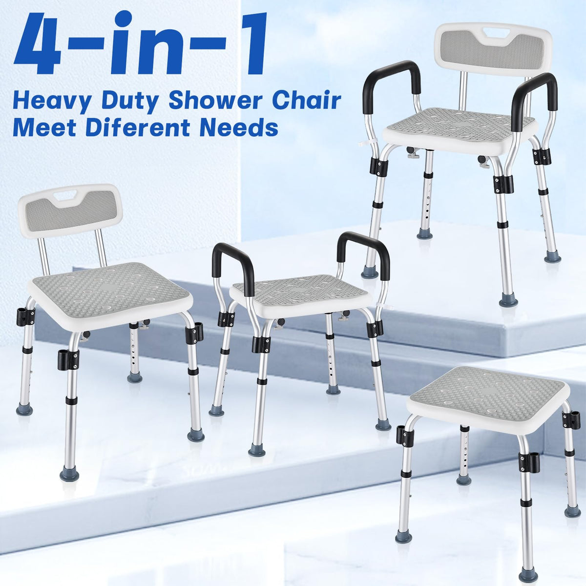 Shower Chair for Elderly and Disabled Inside Shower