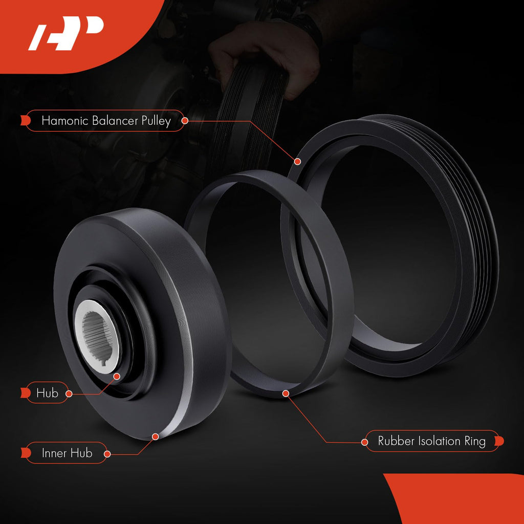 A-Premium Engine Harmonic Balancer Crankshaft Pulley Compatible with Chevy