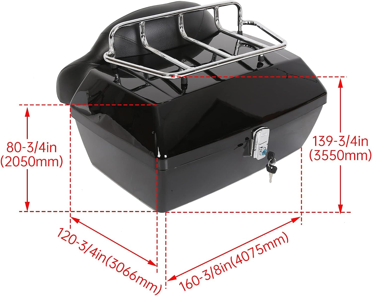 Universal Motorcycle Trunk Luggage Storage Box & Hard Saddle Bags Saddlebags w/Mounting Kit Compatible with Harley
