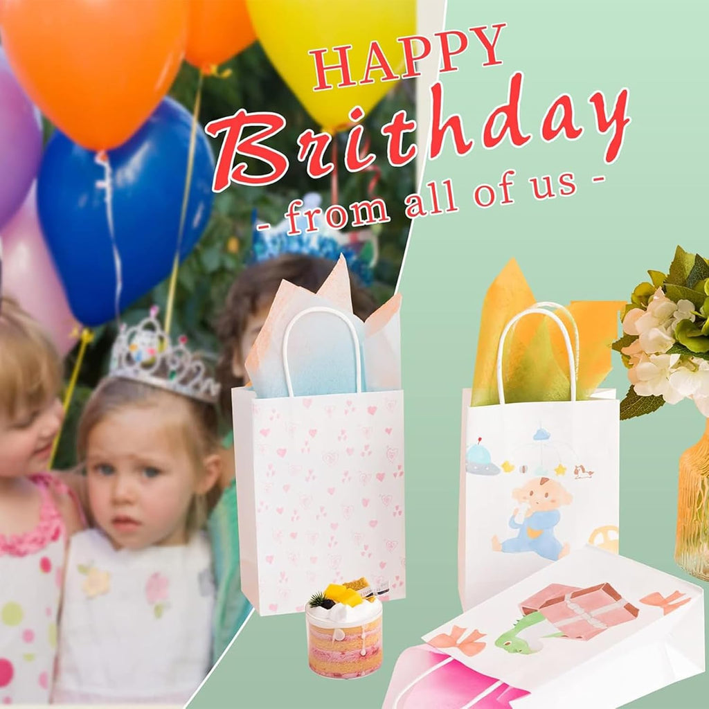 White Gift Paper Bags 100 Pack 8x4.5x10.8 in Medium with Handles