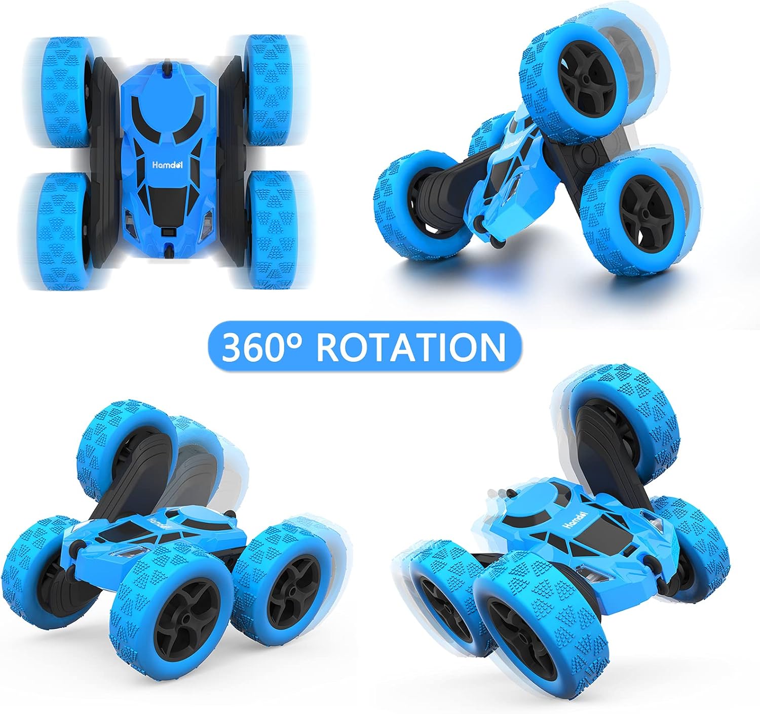 Remote Control Car for Kids, 360° Rotating RC Stunt Car Double-Sided 4WD Electric Vehicle with LED Lights, 2.4GHz
