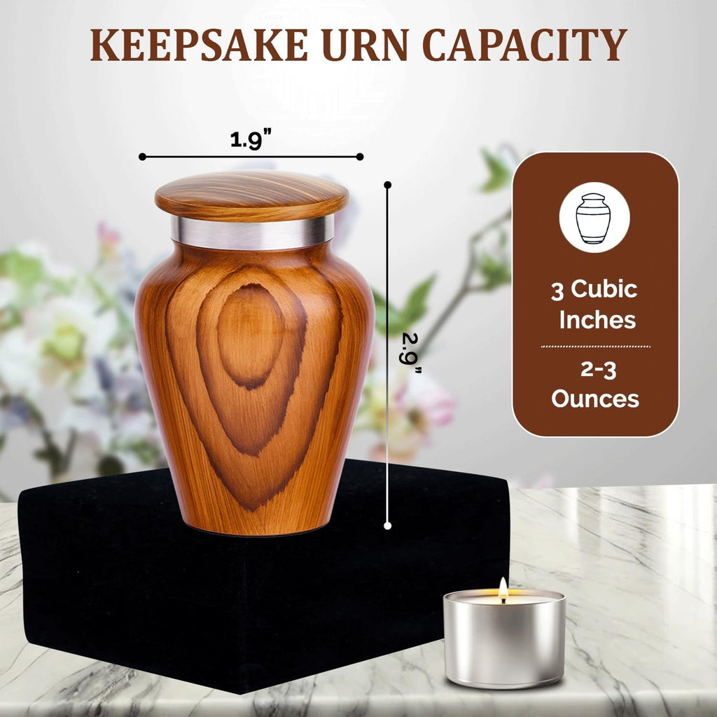 Metallic Wooden Print Small Urns for Human Ashes Keepsake - Mini Urn for Ashes Adult Male & Female - Keepsake Urns