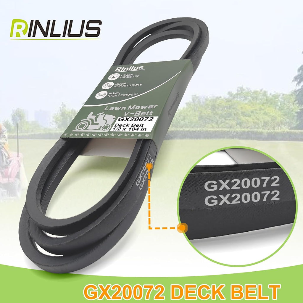 Mower Deck Belt GX20072 for John Deere LA105 LA115 L110 D110 L100 L130 L1742 D100 D120 D130 GY20570 42 inch Deck Riding Lawn Mowers(1/2" x 104")