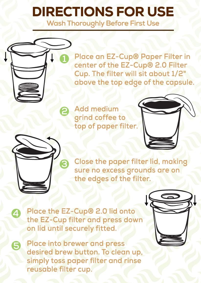 EZ-Cup Paper Filters with Lid for Reusable Coffee Pods, 450 Ct | 9 Packs of 50 Filters, 100% Biodegradable, Patented