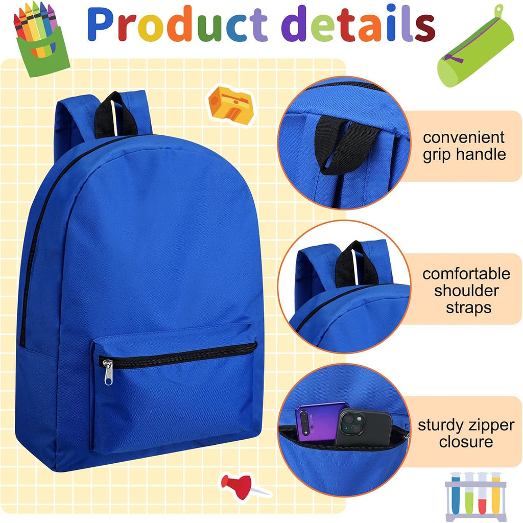 12 Pcs 17" Backpacks with 144 Pcs School Supplies Kits Includes Markers Scissors Rulers Sharpeners Ballpoint Pens