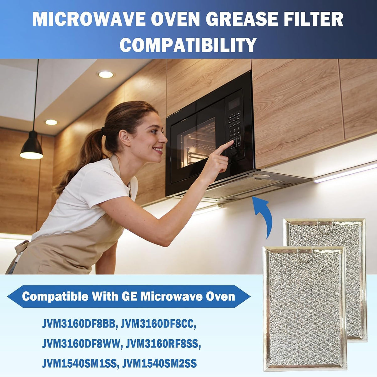 Microwave Grease Filter Fit for GE JVM3160DF8BB, JVM3160RF8SS, JVM3160DF8WW