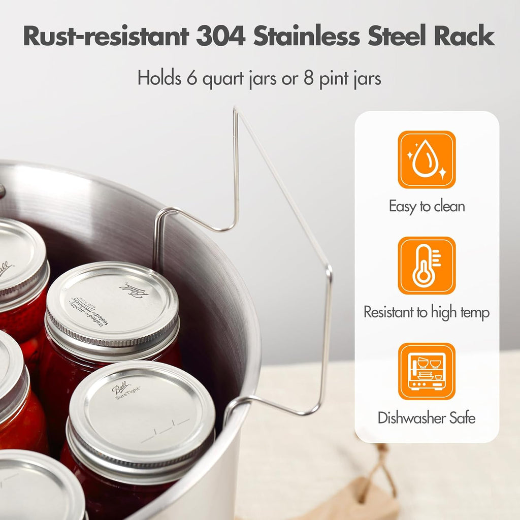 21.5Qt Water Bath Canner with Glass Lid and Jar Rack