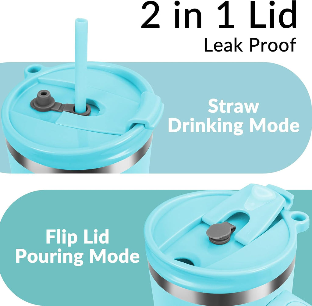 40oz Tumbler with Handle | Insulated Stainless Steel Travel Mug | 34Hrs Cold & 10Hrs Hot Retention | 100% Leakproof