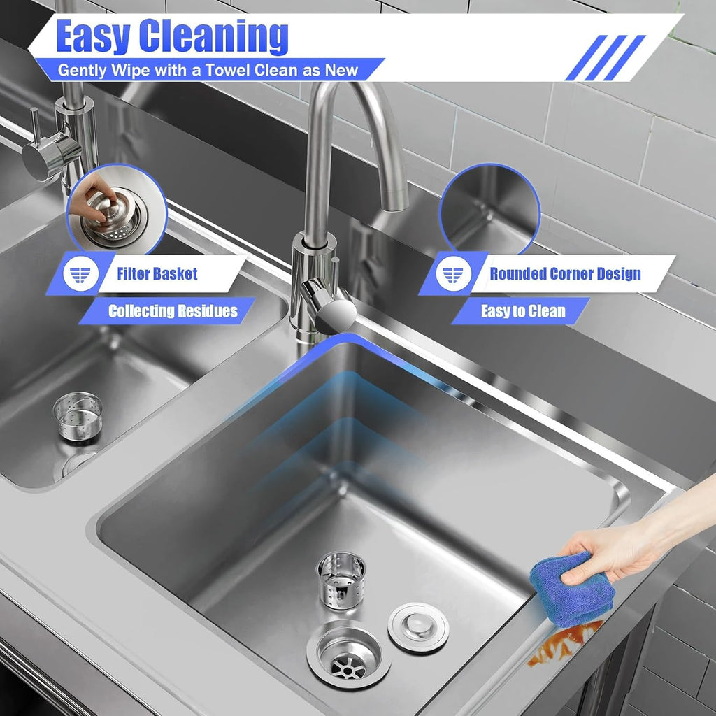 3 Compartment Kitchen Sink 304 Stainless Steel Utility Sink