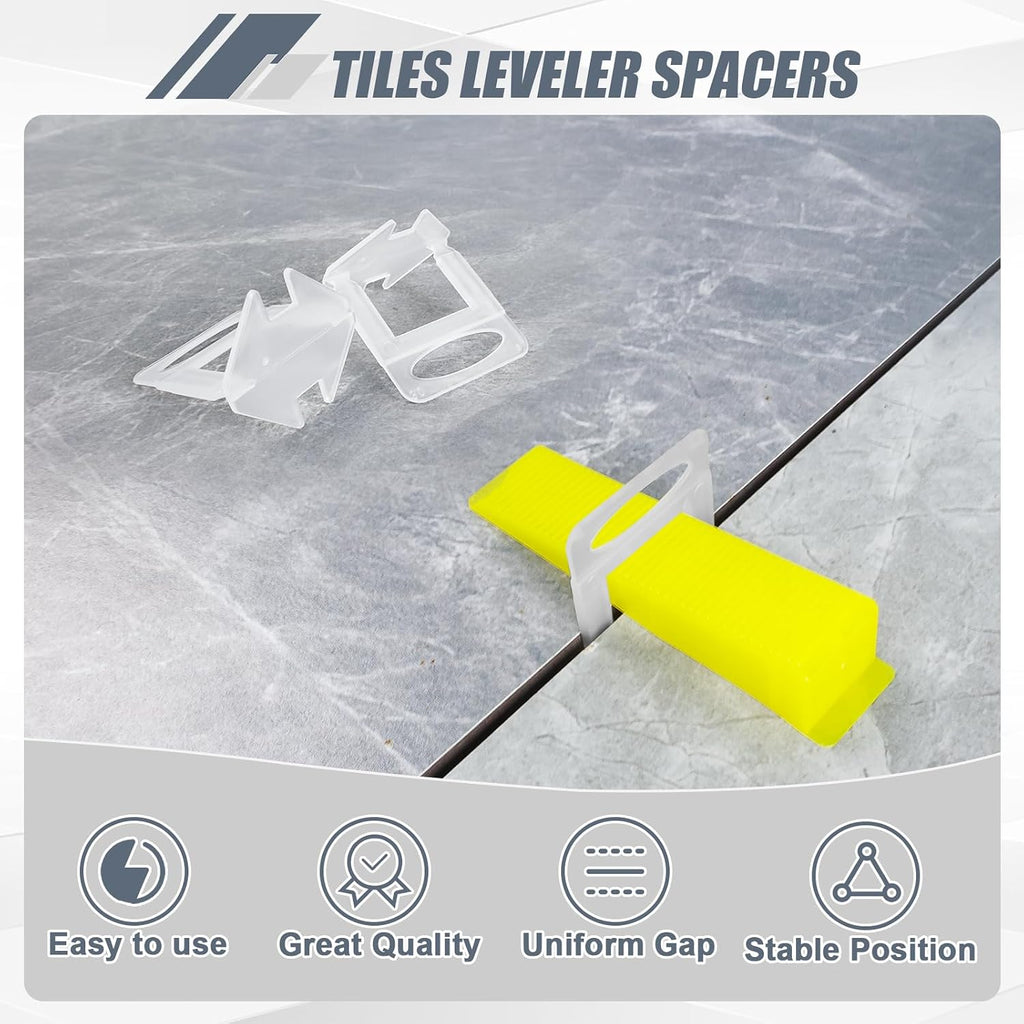 4500pcs Tile Leveling Clips 1/16 Inch Tiles Spacers with Hammer | Tile Leveling System Clips Tiles Leveler Spacers