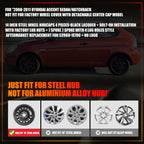 14" Hubcaps for 2008-2011 Hyundai Accent, PP Material, 4PCS, Black