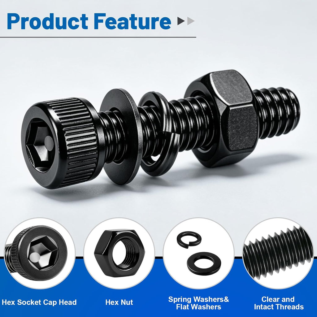 960PCS M3 Hex Socket Bolts Assortment Kit, M3x6/8/10/12/16/20/25/30 mm