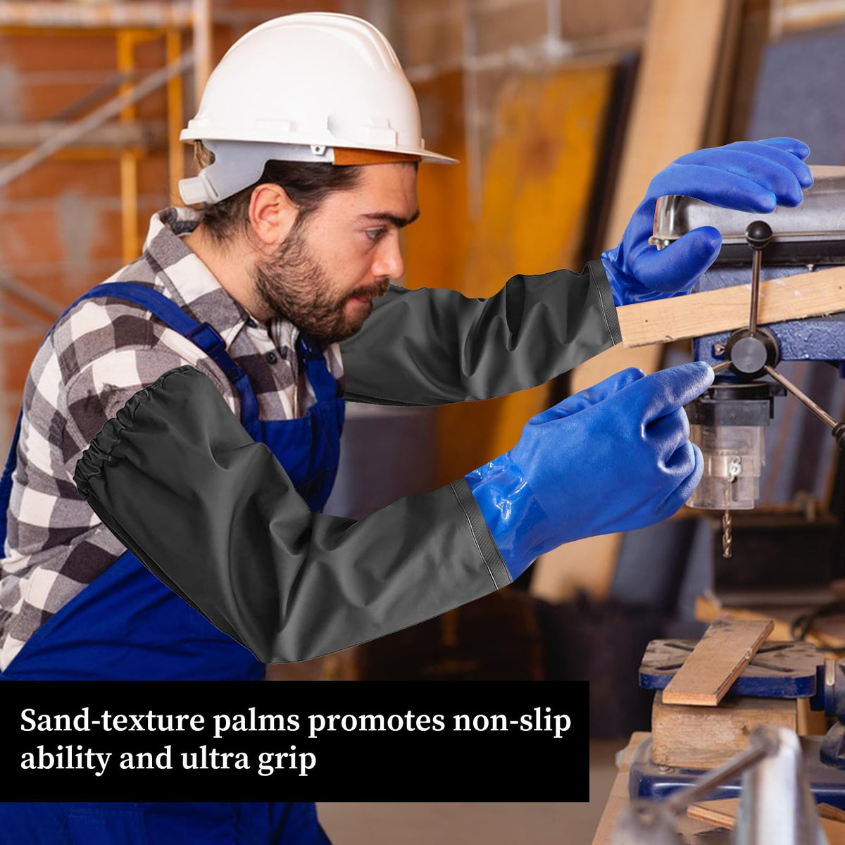 25" Long Rubber Gloves for Waterproof Pond Gloves for Cleaning -Large