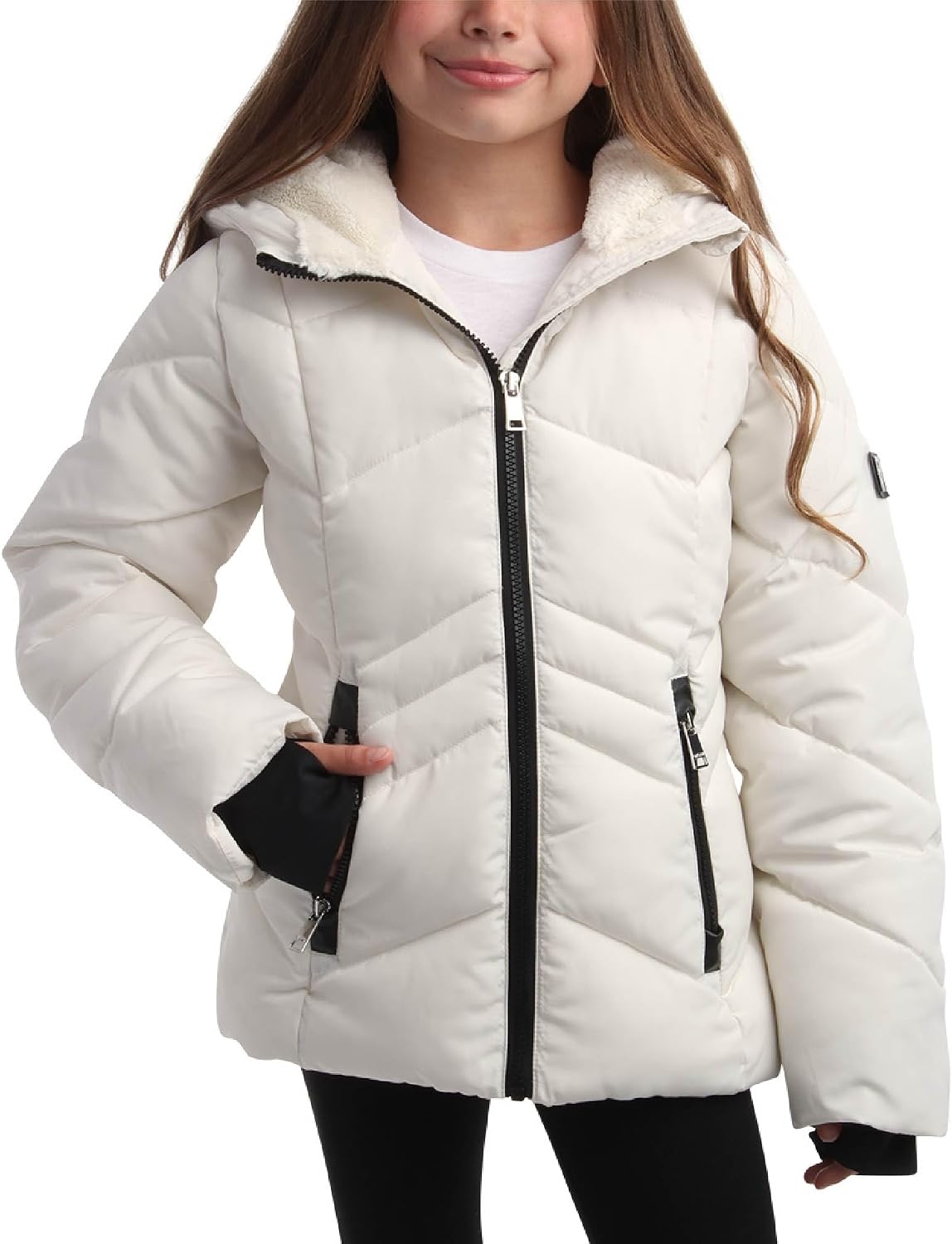 DKNY Girls Winter Jacket, Sherpa Fur Lined Puffer Parka, Hooded Coat | Heavyweight Warmth With Super Soft Plush